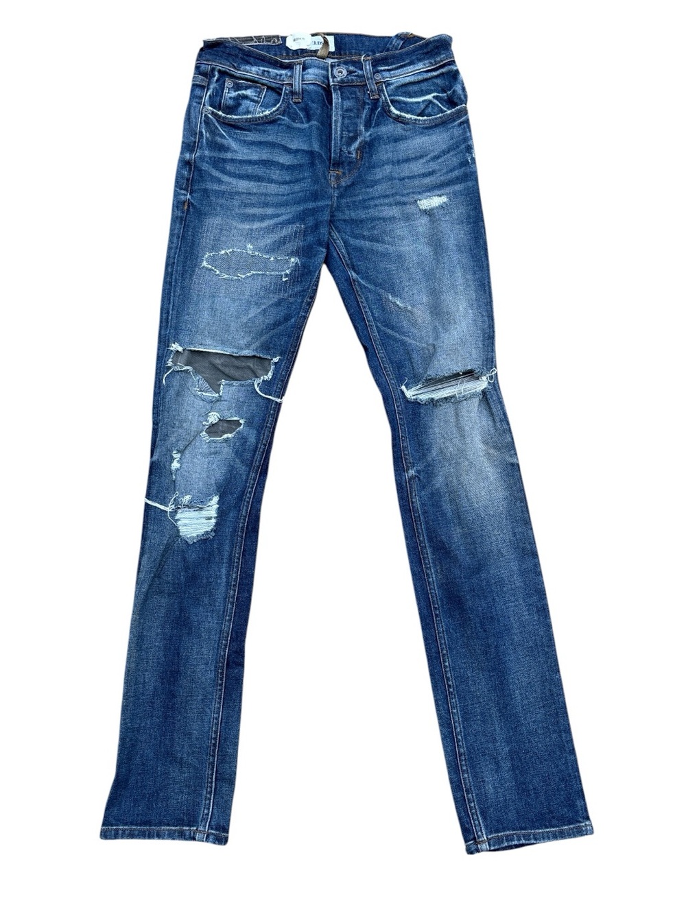 Hudson Jeans Men’s Sartor Relaxed Skinny  Straight Leg Distressed Blue Denim 29